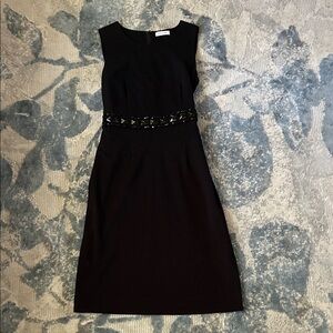 Calvin Klein Black Midi Dress with Studded Waist